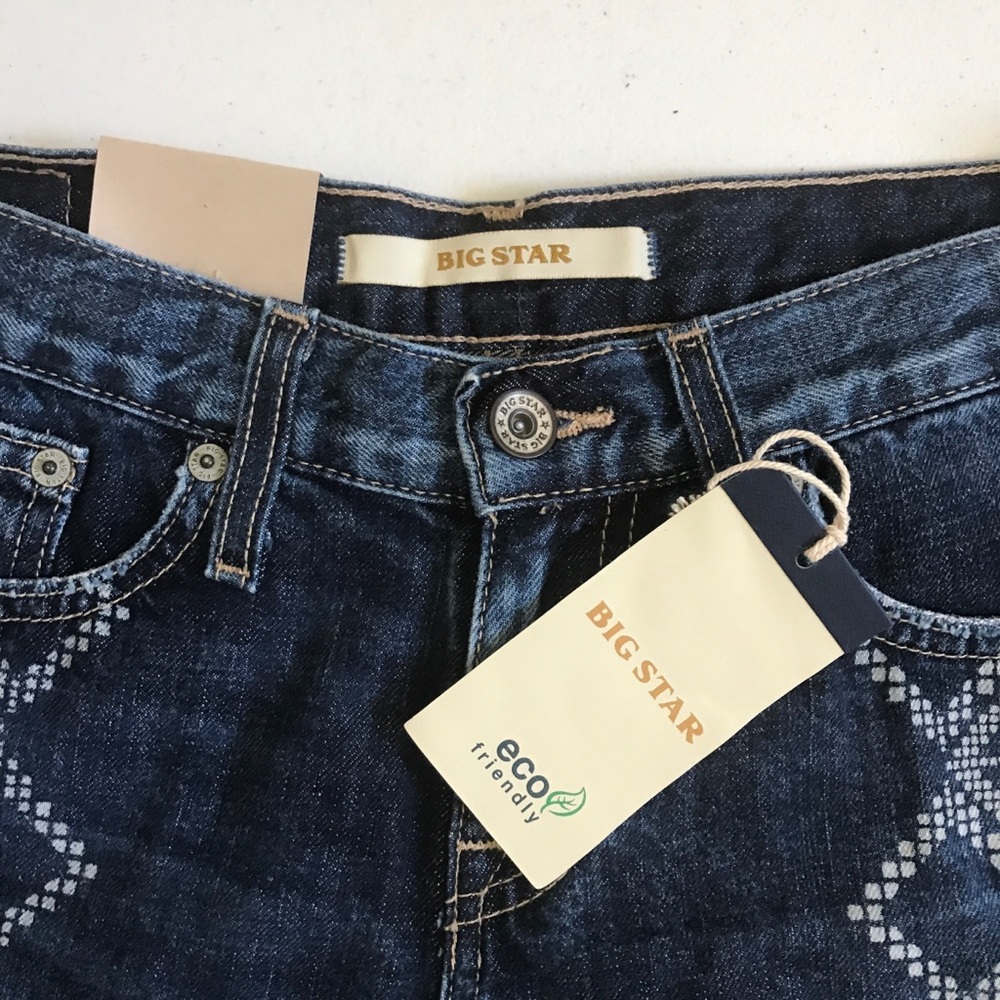 {Big Star} Alex Mid-Rise Printed Boho Denim Shorts - Picture 4 of 7